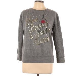 DISNEY Beauty & The Beast Graphic Gray Crewneck Sweatshirt Size XL